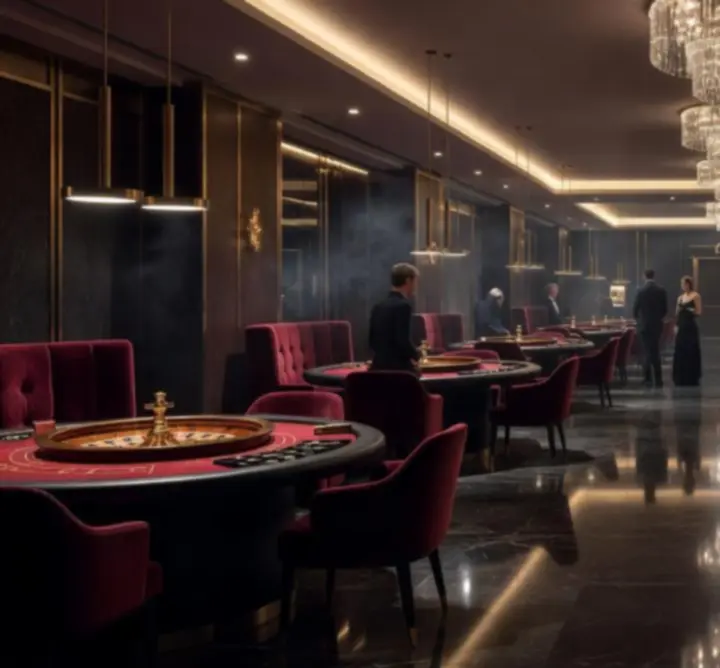 Przestronna sala kasyna Hotel Fun Zone z nowoczesnymi stołami do gier